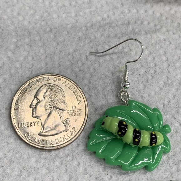 Caterpillar Earring, Insect Earring, Teacher Earring, Silly Earring, Gift Idea - Picture 5 of 5